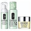 Clinique 3-Step Creates Great Skin Zestaw pielęgnacyjny płyn złuszczająco-rozświetlający 100ml + pianka oczyszczająca 45ml + krem 30ml