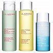 Clarins Set Demaquillant Zestaw pielęgnacyjny tonik 100ml + mleczko do demakijażu 100ml + płyn do demakijażu oczu 30ml